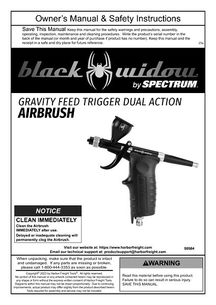 Airbrush Manual model Black Widow Airbrush Manual model Black Widow