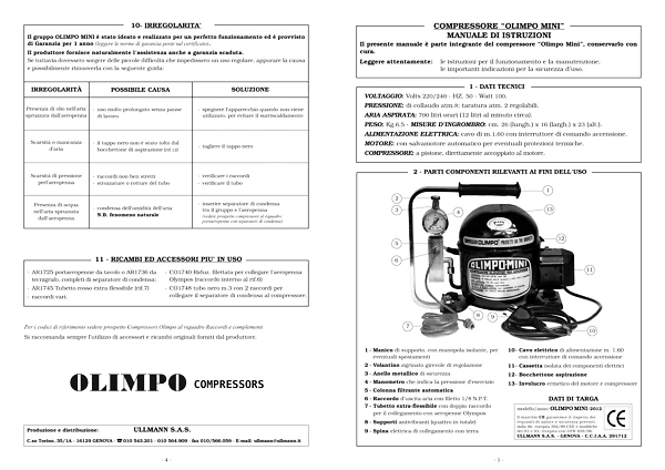 Olimpo Compressor Instructions